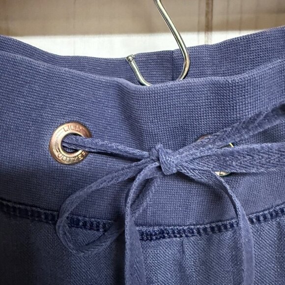 Lilly Pulitzer Linen Pants Navy Blue Drawstring Waist Sz L EUC - Picture 4 of 10